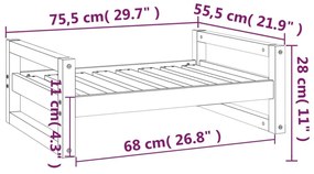 Κρεβάτι Σκύλου Schwarz 75,5x55,5x28 εκ. από Μασίφ Ξύλο Πεύκου - Μαύρο