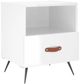 vidaXL Κομοδίνα 2 τεμ. Γυαλ. Λευκό 40x35x47,5 εκ. Επεξεργασμένο Ξύλο