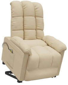 vidaXL Πολυθρόνα Μασάζ με Ανύψωση Κρεμ Υφασμάτινη
