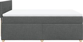 vidaXL Κρεβάτι Boxspring με Στρώμα Σκούρο Γκρι 140x200 εκ Υφασμάτινο
