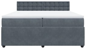 vidaXL Κρεβάτι Boxspring με Στρώμα Σκούρο Γκρι 200x200 εκ. Βελούδινο