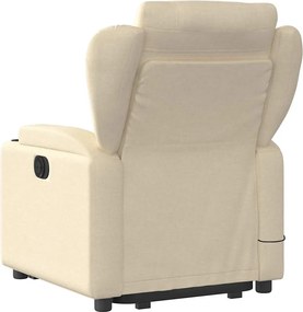vidaXL Πολυθρόνα Μασάζ Ανακλινόμενη με Ανύψωση Κρεμ Υφασμάτινη