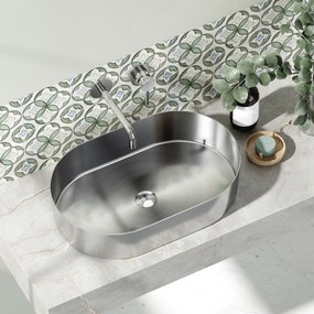 Karag Jupiter Νιπτήρας επικαθήμενος ανοξείδωτος Brushed Steel 55x35x11cm
