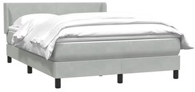 vidaXL Κρεβάτι Boxspring με Στρώμα Ανοιχτό Γκρι 160x220 εκ. Βελούδινο