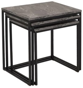 Lh-homefurniture Σετ τραπεζάκια Ζιγκον Μάρμαρο 55x47x40cm AD_SHP-933-QQ-1