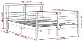 Σκελετός Κρεβ. Χωρίς Στρώμα Λευκό 150x200 εκ Μασίφ Πεύκο - Λευκό