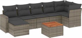 vidaXL Patio Sofa Set 7-θέσια Grey and Dark Grey