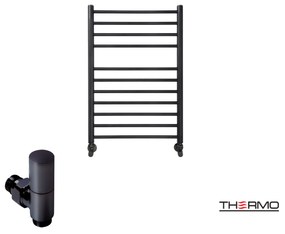 Thermo BELLAVIA Θερμαινόμενη πετσετοκρεμάστρα από ανοξείδωτο χάλυβα με υδραυλική λειτουργία, 75x50cm Silk Black