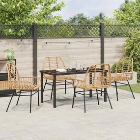 vidaXL Σέτ φαγητού για κήπο 5 pcs Καφέ συνθετικό ρατάν