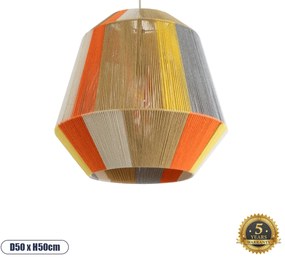 02289 GloboStar® GLOBOSTAR® SALERNO 02289 Boho Κρεμαστό Φωτιστικό Οροφής με Ντουί 1 x E27 AC 220-240V IP20 - Πολύχρωμο - Μ50 x Π50 x Υ50cm