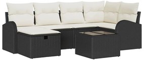 vidaXL Σετ Καναπέ Κήπου 7 pcs Μαύρο και κρεμ 234 x 124 x 85 εκ