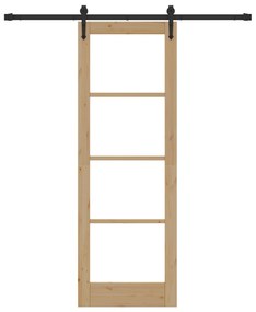 vidaXL Συρόμενη Πόρτα  με Σετ Υλικών 73.5x211 cm Συμπαγές Ξύλο Πεύκου