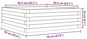 Ζαρντινιέρα 70x70x23 εκ. από Μασίφ Ξύλο Πεύκου - Καφέ