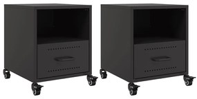 vidaXL Κομοδίνα 2 τεμ. Μαύρο 36x39x43,5 εκ. από Χάλυβα
