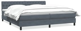 vidaXL Κρεβάτι Boxspring με Στρώμα Σκούρο Γκρι 200x210 εκ. Βελούδινο