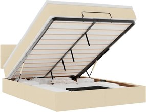vidaXL Οθωμανικό κρεβάτι με στρώμα Cream 140x200cm ύφασμα