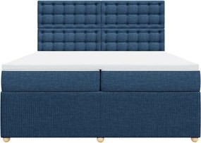 vidaXL Κρεβάτι Boxspring με Στρώμα Μπλε 200x200 εκ. Υφασμάτινο