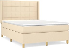 vidaXL Κρεβάτι Boxspring με Στρώμα Κρεμ 140x190 εκ. Υφασμάτινο