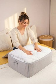 Stewehome Μεγάλο γκρι ριγέ πλεκτό κουβερτοθήκη κάτω από βάση 62x22 cm