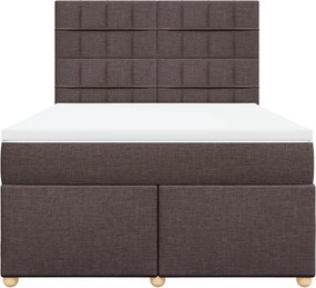 vidaXL Κρεβάτι Boxspring με Στρώμα Σκούρο Καφέ 140x190 εκ. Υφασμάτινο