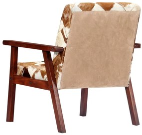 vidaXL Πολυθρόνα Λευκό / Καφέ από Γνήσιο Δέρμα Κατσίκας