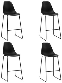 Καρέκλες Μπαρ 4 τεμ. Μαύρες Πλαστικές