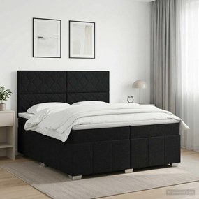 vidaXL Κρεβάτι box spring με στρώμα Μαύρο 200 x 200 cm Ύφασμα