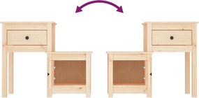vidaXL Κομοδίνα 2 τεμ. 79,5 x 38 x 65,5 εκ. από Μασίφ Ξύλο Πεύκου