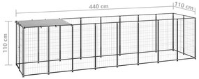 vidaXL Σπιτάκι Σκύλου Μαύρο 4,84 m² Ατσάλινο