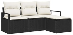 vidaXL Σετ Καναπέ Κήπου 4 pcs Μαύρο Πολυ ράταν