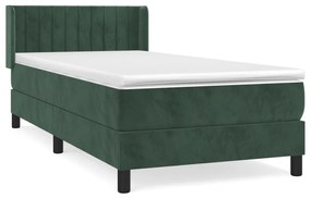 Κρεβάτι Boxspring με Στρώμα Σκούρο Πράσινο 80x200 εκ. Βελούδινο - Πράσινο