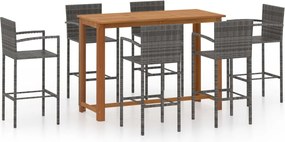 vidaXL Σετ Επίπλων Μπαρ Κήπου 7 Τεμαχίων Γκρι