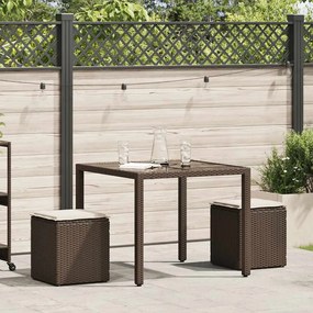 Σκαμπό κήπου με μαξιλάρια 2 τεμάχια Καφέ 40x40x43 cm - Καφέ