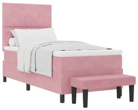 vidaXL Κρεβάτι με ελατήρια με στρώμα Ροζ 90 x 200 cm Βελούδο