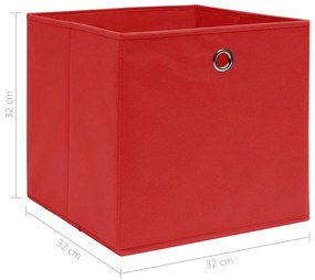 Κουτιά Αποθήκευσης 10 τεμ. Κόκκινα 32 x 32 x 32 εκ. Υφασμάτινα - Κόκκινο