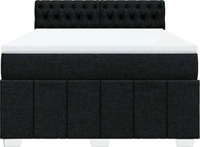 vidaXL Κρεβάτι Boxspring με Στρώμα Μαύρο 140x190 εκ. Υφασμάτινο