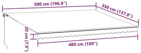 Τέντα Πτυσσόμενη Χειροκίνητη με LED Μπορντό 500x350 εκ. - Πολύχρωμο