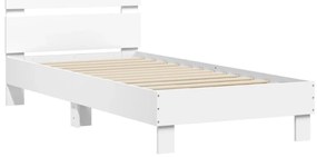vidaXL Πλαίσιο Κρεβατιού με Κεφαλάρι και LED Λευκό 90 x 200 εκ.