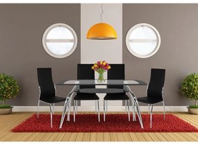 Σετ τραπεζαρίας C10060.02 5τμχ με Τραπέζι NORRIS 120x75x75εκ. &amp; Καρέκλες KIM Μαύρες