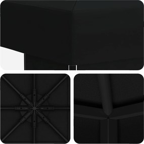vidaXL Κιόσκι 3 x 3 m Μαύρο Πολυεστέρας και Χάλυβας 190 gsm