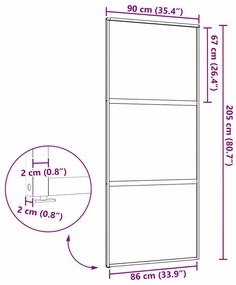 vidaXL Συρόμενη Πόρτα Μαύρο 90 x 205 cm Tempered γυαλί, Αλουμίνιο