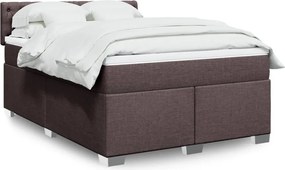 vidaXL Κρεβάτι Boxspring με Στρώμα Σκούρο Καφέ 160x200 εκ Υφασμάτινο