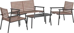 vidaXL Σέτ φαγητού για κήπο 4 pcs Καφέ συνθετικό ρατάν
