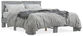 vidaXL Πλαίσιο Κρεβατιού Γκρι Sonoma 120 x 190εκ. Επεξ. Ξύλο &amp; Μέταλλο