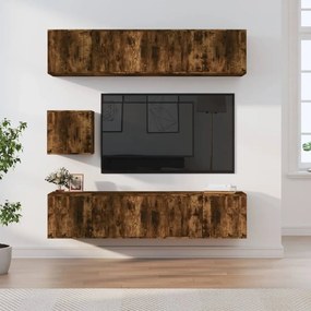 vidaXL Σετ Επίπλων Τηλεόρασης 7 Τεμαχίων Καπνιστή δρυς Επεξ. Ξύλο