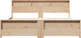vidaXL Σκελετός Κρεβατιού με ράφι Καφέ 200 x 200 cm Στερεό πεύκο