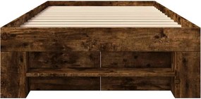 vidaXL Πλαίσιο Κρεβ. Χωρ. Στρώμα Καπνιστή Δρυς 90 x 190 εκ. Επεξ. Ξύλο