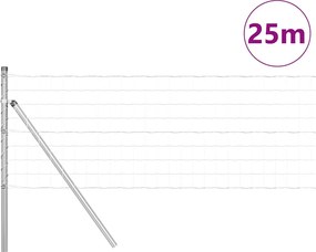 vidaXL Τεντώτο με στήριγμα Ασημί 0,8 x 25 m Χάλυβας και PVC