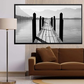 Πίνακας σε Plexiglass με Θέμα &#8220;Ασπρόμαυρη ξύλινη γέφυρα&#8221; σε μαύρη ξύλινη Κορνίζα - 80cmx50cm