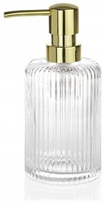 Δοχείο Κρεμοσάπουνου Stripes Gold Classic AH-BA69104 Φ7x16,5cm 280ml Clear-Gold Andrea House Glass